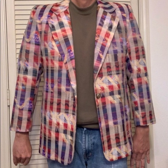 Jackets & Blazers - VINTAGE 80S GIANCARLO FERRARI BLAZER SOUTHWEST PATTERN COLOR NEW WAVE GRAPH